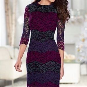 Nwot Venus Lace Colorblock 3/4 Sleeve Dress